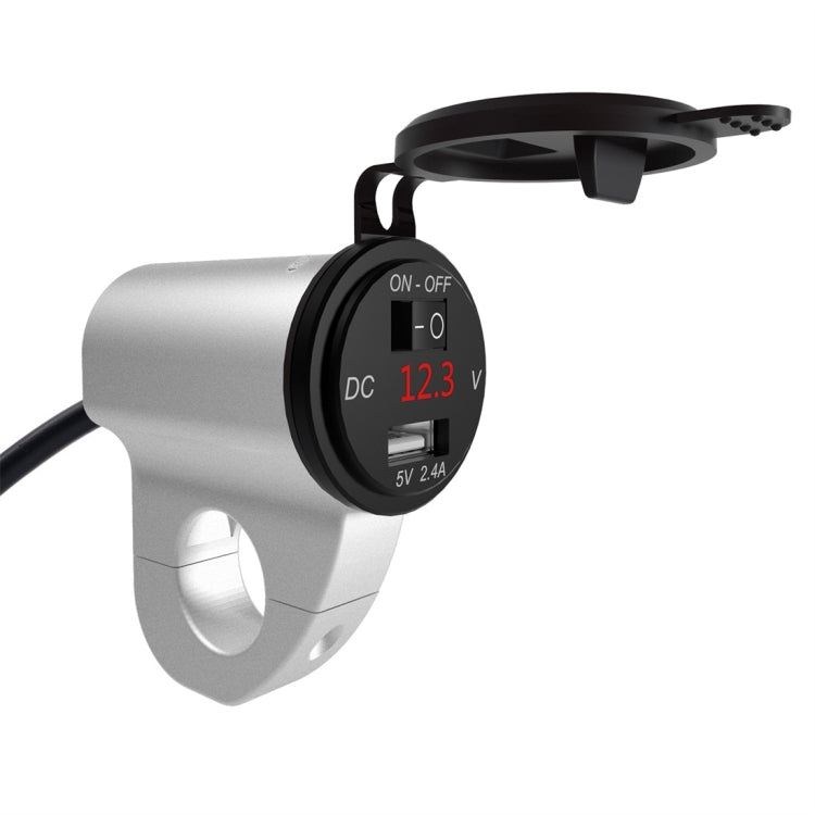ZH-975A1 Motorcycle Aluminum Alloy Waterproof Mobile Phone Single USB Charger with Red Voltmeter, ZH-975B1, ZH-975A1