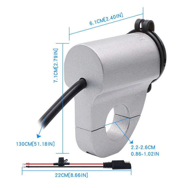 ZH-975A1 Motorcycle Aluminum Alloy Waterproof Mobile Phone Single USB Charger with Red Voltmeter, ZH-975B1, ZH-975A1