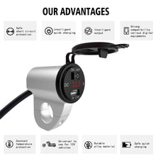 Load image into Gallery viewer, ZH-975A1 Motorcycle Aluminum Alloy Waterproof Mobile Phone Single USB Charger with Red Voltmeter, ZH-975B1, ZH-975A1