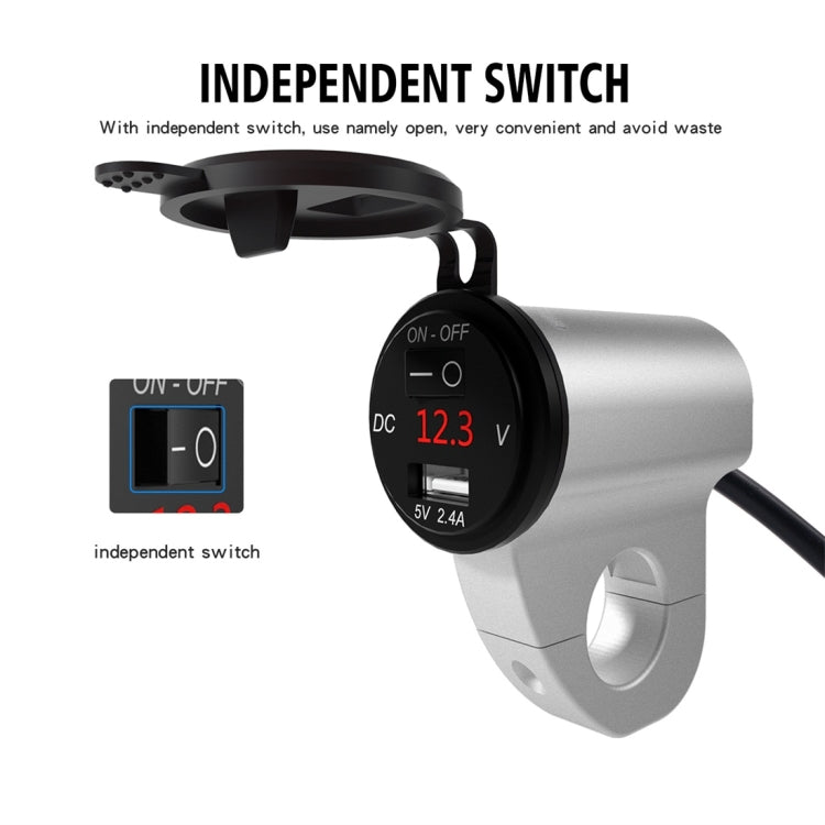 ZH-975A1 Motorcycle Aluminum Alloy Waterproof Mobile Phone Single USB Charger with Red Voltmeter, ZH-975B1, ZH-975A1