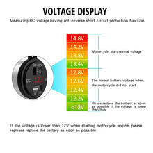 Load image into Gallery viewer, ZH-975A1 Motorcycle Aluminum Alloy Waterproof Mobile Phone Single USB Charger with Red Voltmeter, ZH-975B1, ZH-975A1