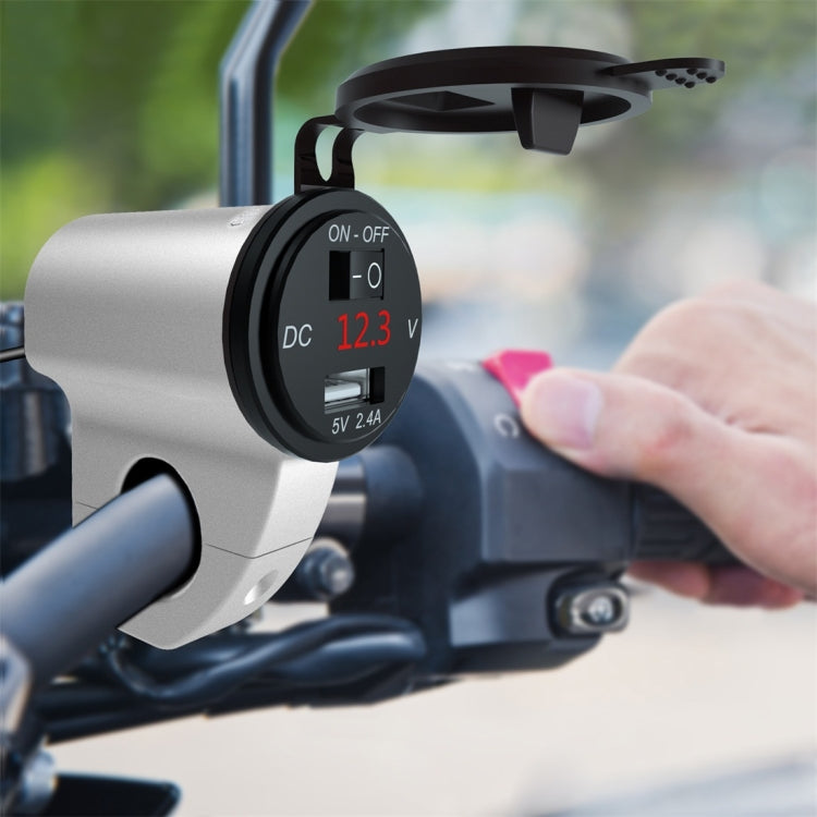 ZH-975A1 Motorcycle Aluminum Alloy Waterproof Mobile Phone Single USB Charger with Red Voltmeter, ZH-975B1, ZH-975A1