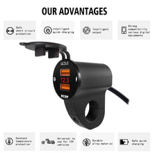 Load image into Gallery viewer, WUPP ZH-975A3 Motorcycle Aluminum Alloy Waterproof Mobile Phone Double QC3.0 Quick Charging Charger with Voltmeter, ZH-975B3, ZH-975A3