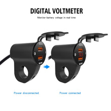 Load image into Gallery viewer, WUPP ZH-975A3 Motorcycle Aluminum Alloy Waterproof Mobile Phone Double QC3.0 Quick Charging Charger with Voltmeter, ZH-975B3, ZH-975A3