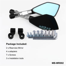 Load image into Gallery viewer, Modified Motorcycle Aluminium Alloy Rhombus Reflective Light Side Rearview Mirror