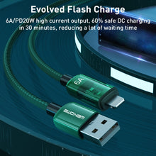 Load image into Gallery viewer, WK WDC-180 6A Pioneer Series USB to 8 Pin Transparent Fast Charge Data Cable, Length: 1m