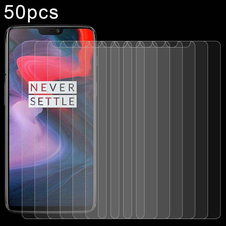 50 PCS 0.26mm 9H 2.5D Tempered Glass Film for OnePlus 6