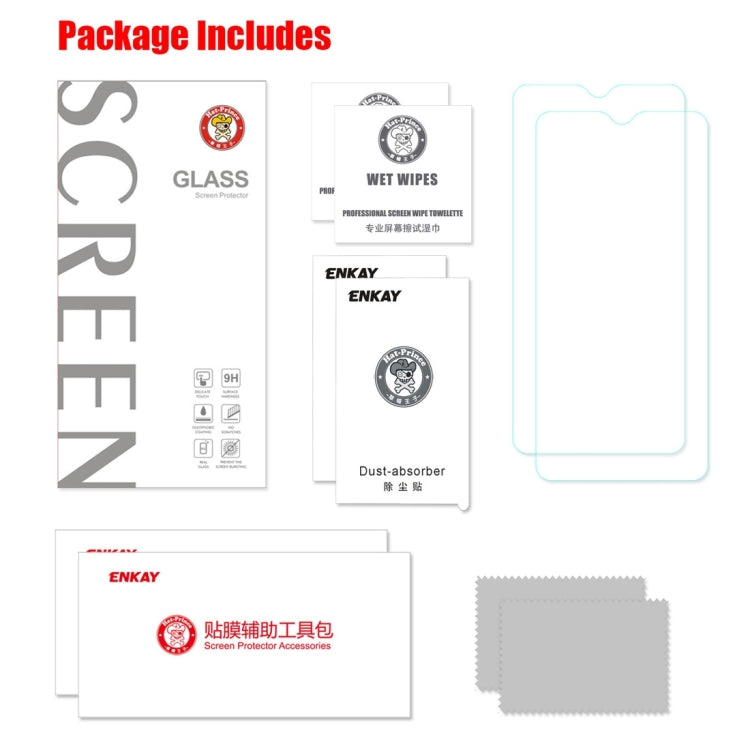 2 PCS ENKAY Hat-prince 0.26mm 9H  2.5D Curved Edge Tempered Glass Film for OnePlus 6T & 7