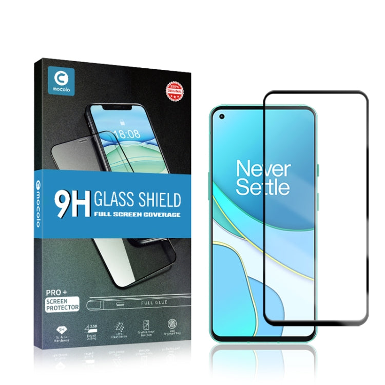 mocolo 0.33mm 9H 2.5D Full Glue Silk Print Tempered Glass Film for OnePlus 8T, Support Fingerprint Unlock