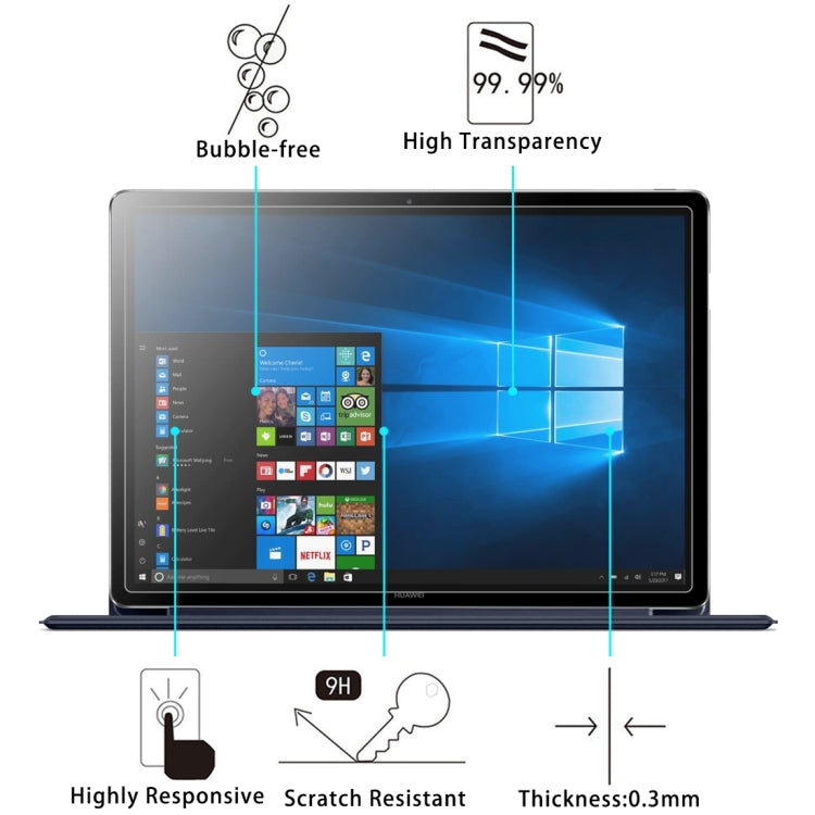 For Huawei MateBook E 0.3mm 9H Surface Hardness Tempered Glass Screen Protector