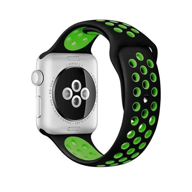 42mm Silicone Watch Strap for Apple Watch - Black & Green