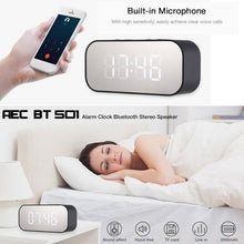 Load image into Gallery viewer, AEC BT501 Bluetooth 5.0 Mini Speaker with LED &amp; Alarm Clock &amp; Clock &amp; Mirror, Support 32G TF Card, BT501