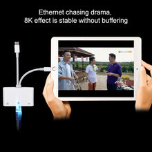 Load image into Gallery viewer, NK-107 Pro 3 in 1 USB-C / Type-C + 8 Pin Male to USB + RJ45 + 8 Pin Charging Female Interface Adapter