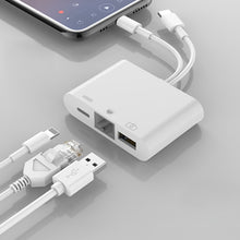 Load image into Gallery viewer, NK-107 Pro 3 in 1 USB-C / Type-C + 8 Pin Male to USB + RJ45 + 8 Pin Charging Female Interface Adapter