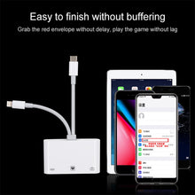 Load image into Gallery viewer, NK-107 Pro 3 in 1 USB-C / Type-C + 8 Pin Male to USB + RJ45 + 8 Pin Charging Female Interface Adapter