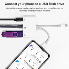 Load image into Gallery viewer, NK-107 Pro 3 in 1 USB-C / Type-C + 8 Pin Male to USB + RJ45 + 8 Pin Charging Female Interface Adapter