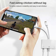 Load image into Gallery viewer, NK-107 Pro 3 in 1 USB-C / Type-C + 8 Pin Male to USB + RJ45 + 8 Pin Charging Female Interface Adapter