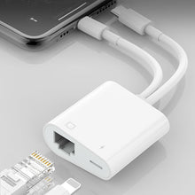 Load image into Gallery viewer, NK-1035 Pro 2 in 1 USB-C / Type-C + 8 Pin Male to RJ45 + 8 Pin Charging Female Interface Adapter