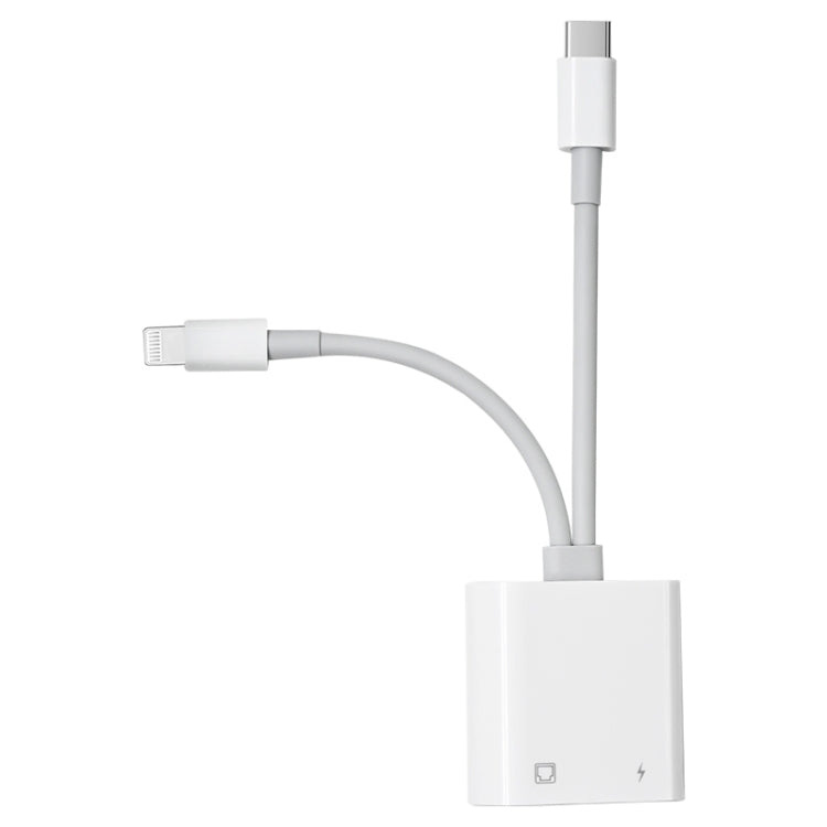 NK-1035 Pro 2 in 1 USB-C / Type-C + 8 Pin Male to RJ45 + 8 Pin Charging Female Interface Adapter