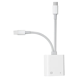 NK-1035 Pro 2 in 1 USB-C / Type-C + 8 Pin Male to RJ45 + 8 Pin Charging Female Interface Adapter