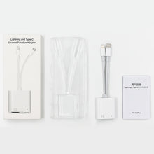 Load image into Gallery viewer, NK-1035 Pro 2 in 1 USB-C / Type-C + 8 Pin Male to RJ45 + 8 Pin Charging Female Interface Adapter