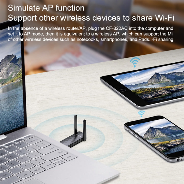 COMFAST CF-822AC 600Mbps 5G Dual-band Wifi USB Network Adapter Receiver, CF-822AC