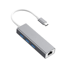Load image into Gallery viewer, USB-C / Type-C to Fast Ethernet RJ45 &amp; 3 x USB 3.0 Adapter Converter HUB, Fast Ethernet