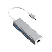 Load image into Gallery viewer, USB-C / Type-C to Gigabit Ethernet RJ45 &amp; 3 x USB 3.0 Adapter Converter HUB, Computer External Tablet Phone Universal, Gigabit Ethernet