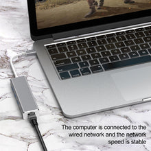 Load image into Gallery viewer, USB-C / Type-C to Gigabit Ethernet RJ45 &amp; 3 x USB 3.0 Adapter Converter HUB, Computer External Tablet Phone Universal, Gigabit Ethernet