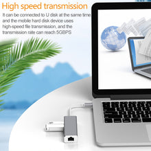 Load image into Gallery viewer, USB-C / Type-C to Gigabit Ethernet RJ45 &amp; 3 x USB 3.0 Adapter Converter HUB, Computer External Tablet Phone Universal, Gigabit Ethernet