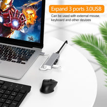 Load image into Gallery viewer, USB-C / Type-C to Gigabit Ethernet RJ45 &amp; 3 x USB 3.0 Adapter Converter HUB, Computer External Tablet Phone Universal, Gigabit Ethernet