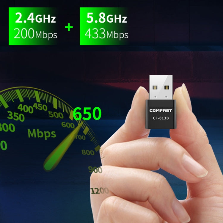 COMFAST CF-813B 650Mbps Dual-band Bluetooth Wifi USB Network Adapter, CF-813B