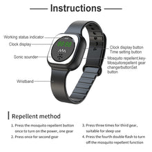 Load image into Gallery viewer, F9 Outdoor Silica Gel Mosquito Repellent Wristband with Clock, F9 (Black), F9 (White)