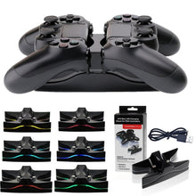 Load image into Gallery viewer, Special UFO Shape 2 x USB Charging Dock Station Stand / Controller Charging Stand for PS4 Playstation 4  with Multi Colors LED, For PS
