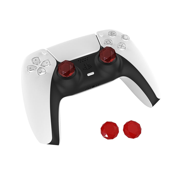 2 PCS Diamond Texture Games Grip Caps for PS5, Red, Clear White, Green, Blue