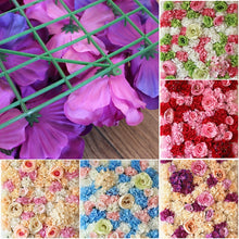 Load image into Gallery viewer, Blooming Rose Peony Hydrangea Artificial Encryption Flower DIY Wedding Wall Decoration Photo Background, Size: 60cm x 40cm, 60x40cm(Blue and White), 60x40cm(Champagne), 60x40cm(Purple and Champagne), 60x40cm(Green and White), 60x40cm(Purple), 60x40cm(R...