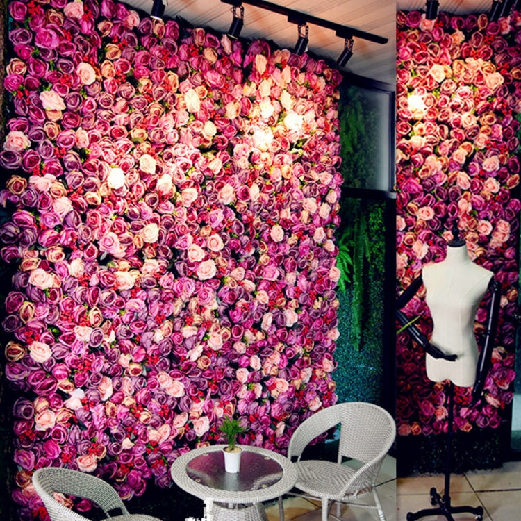 Blooming Rose Peony Hydrangea Artificial Encryption Flower DIY Wedding Wall Decoration Photo Background, Size: 60cm x 40cm, 60x40cm(Blue and White), 60x40cm(Champagne), 60x40cm(Purple and Champagne), 60x40cm(Green and White), 60x40cm(Purple), 60x40cm(R...