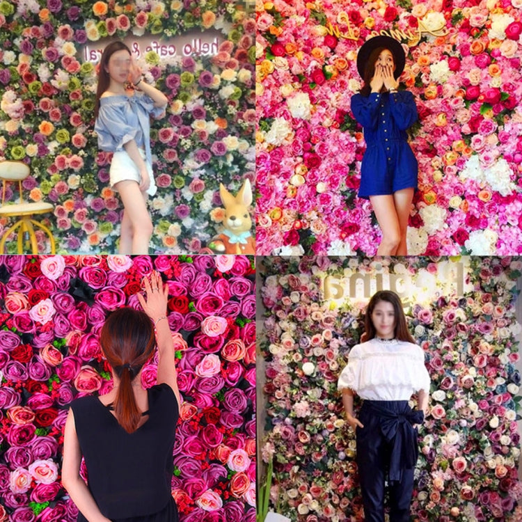 Blooming Rose Peony Hydrangea Artificial Encryption Flower DIY Wedding Wall Decoration Photo Background, Size: 60cm x 40cm, 60x40cm(Blue and White), 60x40cm(Champagne), 60x40cm(Purple and Champagne), 60x40cm(Green and White), 60x40cm(Purple), 60x40cm(R...