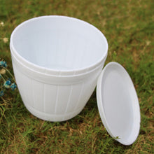 Load image into Gallery viewer, 10 PCS Imitation Wooden Barrel Plastic Resin Flower Pot with Tray, Top Diameter: 16cm, Height: 13.5cm, Top Diameter: 16cm