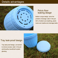 Load image into Gallery viewer, 10 PCS Imitation Wooden Barrel Plastic Resin Flower Pot with Tray, Top Diameter: 16cm, Height: 13.5cm, Top Diameter: 16cm