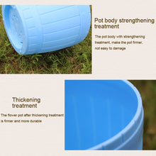 Load image into Gallery viewer, 10 PCS Imitation Wooden Barrel Plastic Resin Flower Pot with Tray, Top Diameter: 16cm, Height: 13.5cm, Top Diameter: 16cm