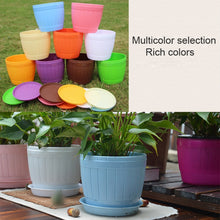 Load image into Gallery viewer, 10 PCS Imitation Wooden Barrel Plastic Resin Flower Pot with Tray, Top Diameter: 16cm, Height: 13.5cm, Top Diameter: 16cm
