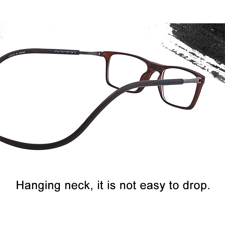 Anti Blue-ray Adjustable Neckband Magnetic Connecting Presbyopic Glasses, +4.00D, +4.00D