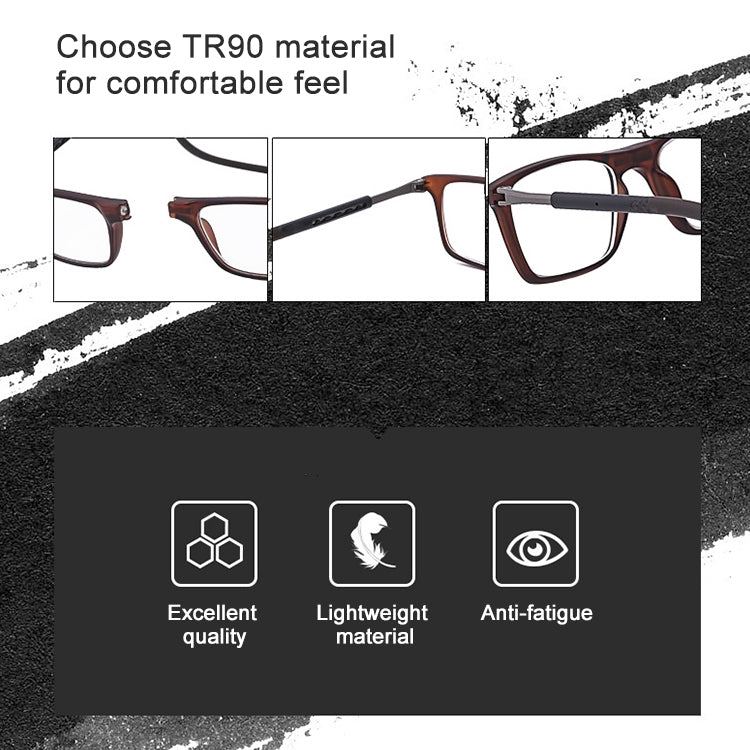 Anti Blue-ray Adjustable Neckband Magnetic Connecting Presbyopic Glasses, +4.00D, +4.00D