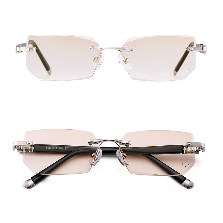Men Anti Fatigue & Blue-ray Rimless Rhinestone Trimmed Presbyopic Glasses, +2.00D
