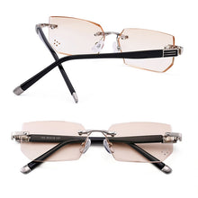 Load image into Gallery viewer, Men Anti Fatigue &amp; Blue-ray Rimless Rhinestone Trimmed Presbyopic Glasses, +2.00D