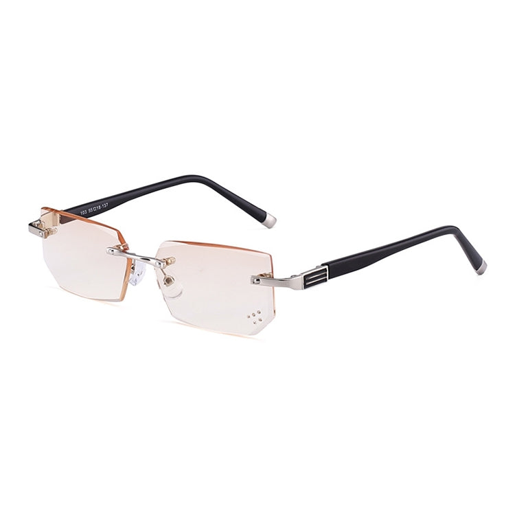 Men Anti Fatigue & Blue-ray Rimless Rhinestone Trimmed Presbyopic Glasses, +2.50D