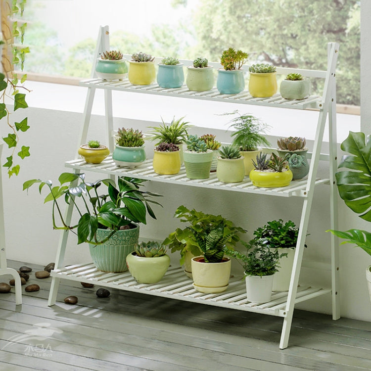 Bamboo 3-Tier Hanging Plant Stand Planter Shelves Flower Pot Storage Rack Folding Display Shelving Plants Shelf, Width: 100cm, 3-Tie Width: 100cm(Apricot), 3-Tie Width: 100cm(White)