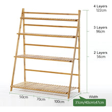 Load image into Gallery viewer, Bamboo 3-Tier Hanging Plant Stand Planter Shelves Flower Pot Storage Rack Folding Display Shelving Plants Shelf, Width: 100cm, 3-Tie Width: 100cm(Apricot), 3-Tie Width: 100cm(White)
