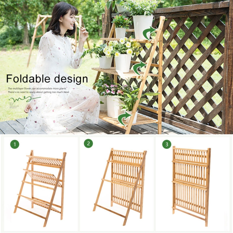 Bamboo 3-Tier Hanging Plant Stand Planter Shelves Flower Pot Storage Rack Folding Display Shelving Plants Shelf, Width: 100cm, 3-Tie Width: 100cm(Apricot), 3-Tie Width: 100cm(White)